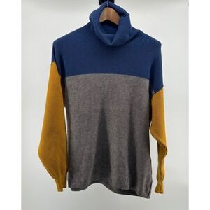 Free People‎ Sweater Womens XS Cowl Neck Color block Winter Preppy Classic Warm